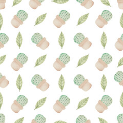 Watercolor leaf seamless pattern