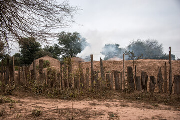 Charcoal ovens in Monte Quemado, Santiago del Estero, Argentina.