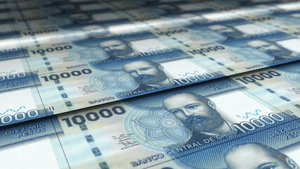 Chile Peso note money printing concept 3d illustration - obrazy, fototapety, plakaty