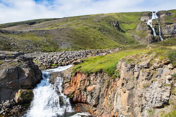 Rjukandafoss waterfall in Jokuldalur in Iceland