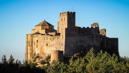 Fototapeta na wymiar The Castle of Loarre is a Romanesque Castle and Abbey located near the town of the same name, Huesca Province in the Aragon autonomous region of Spain.