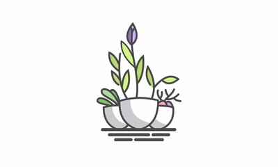 flower in a vase logo vector