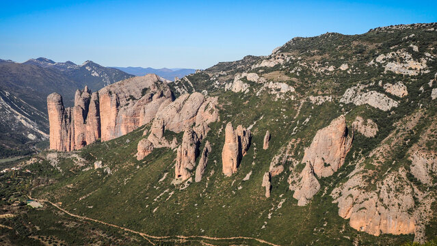 The Mallos de Riglos (English: Mallets of Riglos)[1] are a set of conglomerate rock formations, located in Aragon, Spain. 
