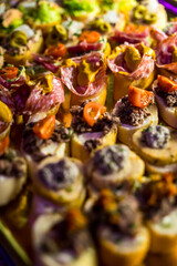 Top view appetizer pattern canapes colorful tasty