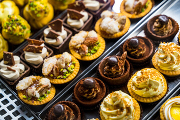 top view pastry macro italian food fresh sweets cream