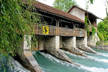 Water lock at Aar river in Interlaken, Switzerland.