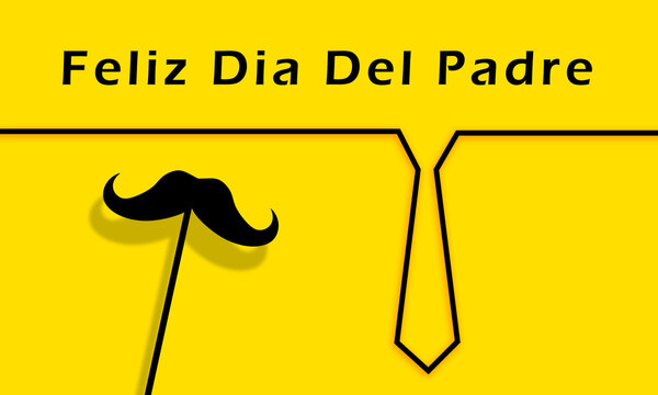 Happy Father's Day in Spanish Language . Male Tie and Mustache Minimal  Design . Feliz Dia Del padre! Stock Illustration | Adobe Stock