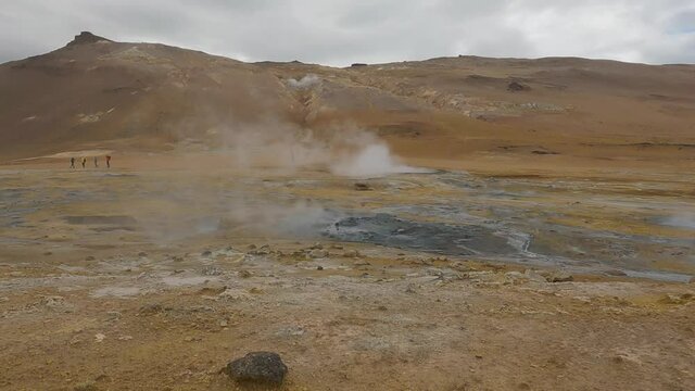 Solfatara on iceland = hot area timelapse 