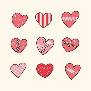 Hand drawn heart collection. - Vector.