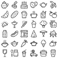 Food Flat Icon Set Isolated On White Background