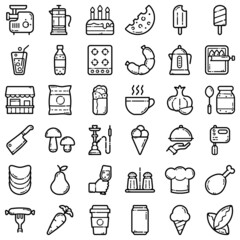 Food Flat Icon Set Isolated On White Background