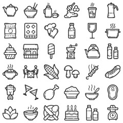 Food Flat Icon Set Isolated On White Background