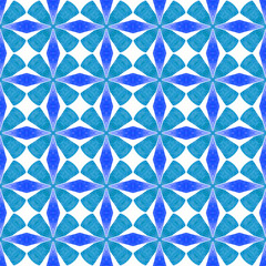Hand drawn green mosaic seamless border. Blue