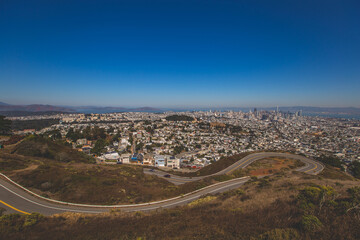 Panoramic view of San Francisco, California viewed from Twin Peaks. 