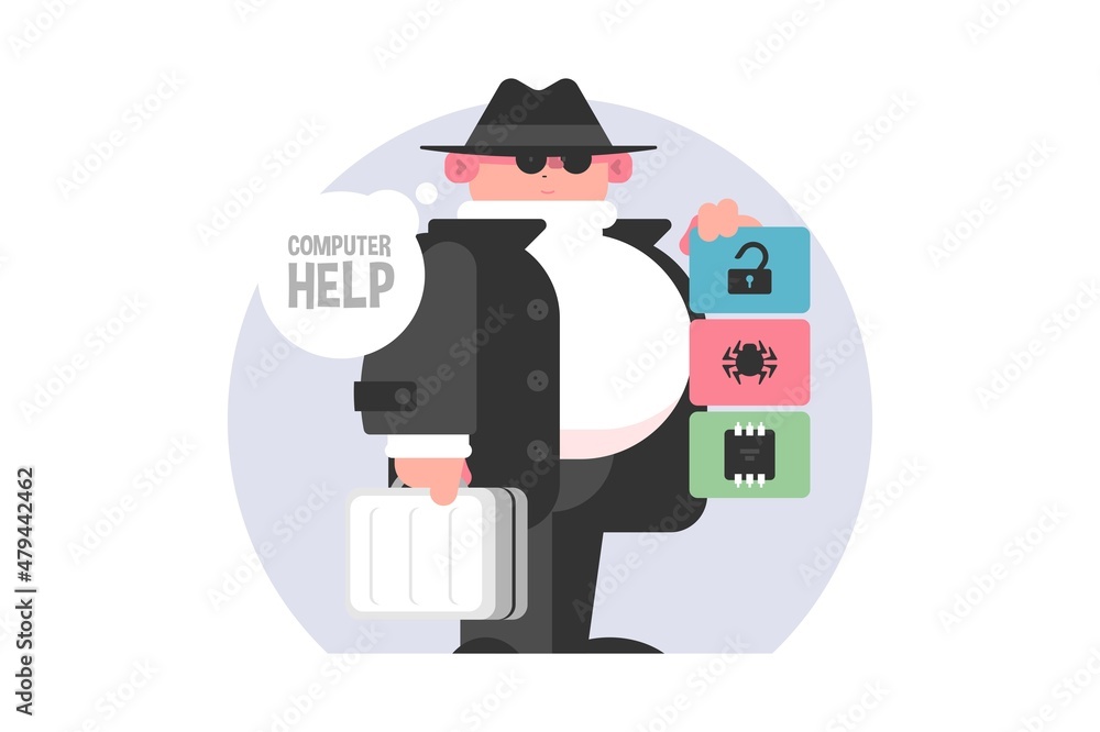 Poster man specialized in computer help