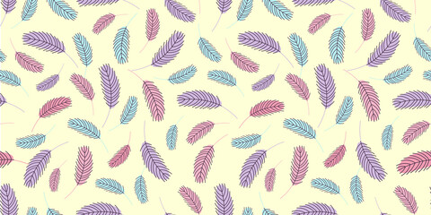 Feathers seamless pattern. Boho pattern with chicken feathers.