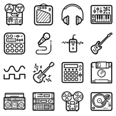 New Music Flat Icon Set Isolated On White Background