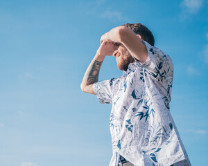 portrait of a man viewing the sky