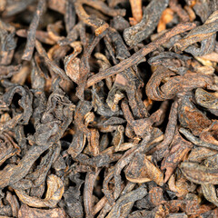 Chinese bulk extruded tea ripe puer, macro