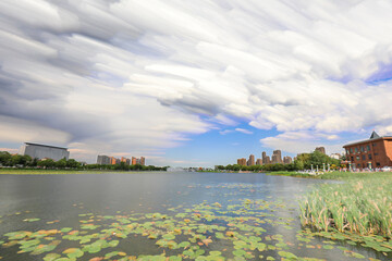 Obraz premium Waterfront City architectural scenery, North China