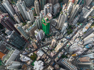 Fototapeta na wymiar Top down view of Hong Kong city