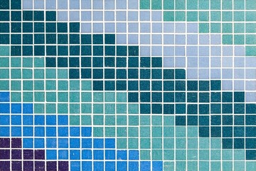 Vintage blue mosaic kitchen wall pattern and background seamless