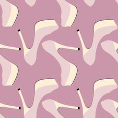 Illustration Seamless pattern on a square background - beautiful shoes on a high platform and thin heels. Design