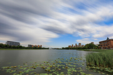 Obraz premium Waterfront City architectural scenery, North China