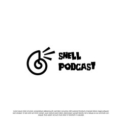 Creative shell podcast logo design vector