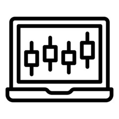 chart on laptop graph analytics statistics candle stick mobile strategy invest investment investation business plan icon