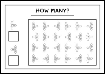 How many holly berry, game for children. Vector illustration, printable worksheet
