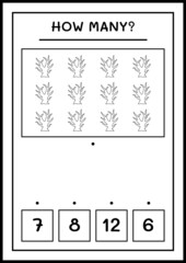 How many Dead Tree, game for children. Vector illustration, printable worksheet