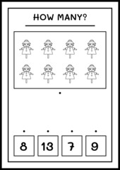 How many Scarecrow, game for children. Vector illustration, printable worksheet