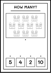How many Castle, game for children. Vector illustration, printable worksheet