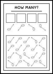 How many Ladle, game for children. Vector illustration, printable worksheet