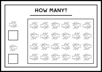 How many Dead Tree, game for children. Vector illustration, printable worksheet