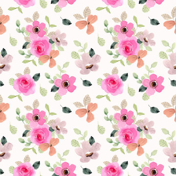 mini pink floral watercolor seamless pattern