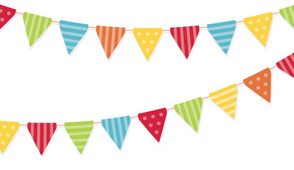 Obraz premium Colorful bunting flags. Vector illustration.