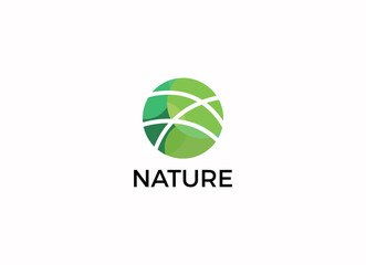 Nature Circle Minimalist Logo Vector Illustration.