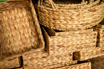 Handicraft pots and baskets made from natural materials hyacinth plants