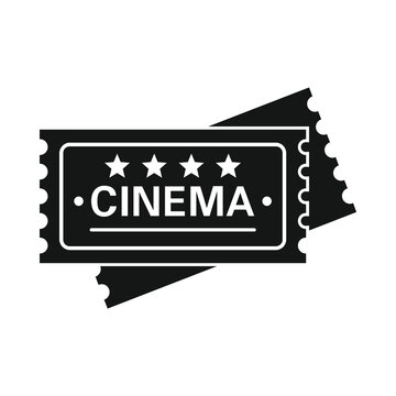 Vector cinema ticket black simple icon isolated on white