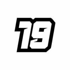 19 Racing number logo design