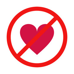 No Hearts Sign on White Background