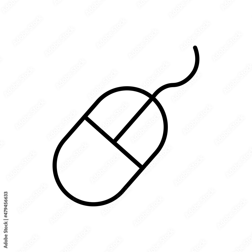 Poster computer mouse icon. technology concept. outline shape. simple design. flat art. vector illustration