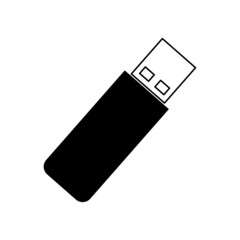 Usb flash drive icon. Data storage. Black silhouette. Technology background. Line art. Vector illustration. Stock image. 