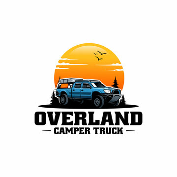 off road pick up camper truck logo vector