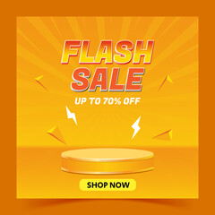 Flash sale banner with social media podium template design