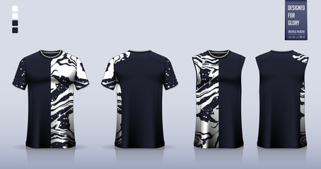 T-shirt sport, Soccer jersey, football kit, basketball uniform, tank top, and running singlet mockup. Fabric pattern design. © tondruangwit