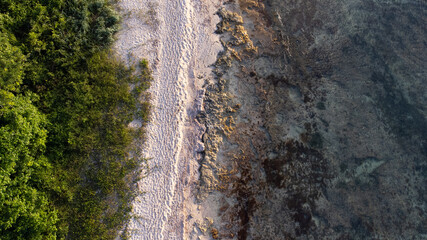 Aerial photo of the beach of the island of Cozumel