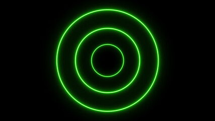 Green Neon Light Concentric Circles Overlay Background